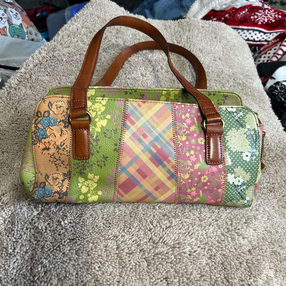 VTG Fossil Multicolor Patchwork Shoulder Bag